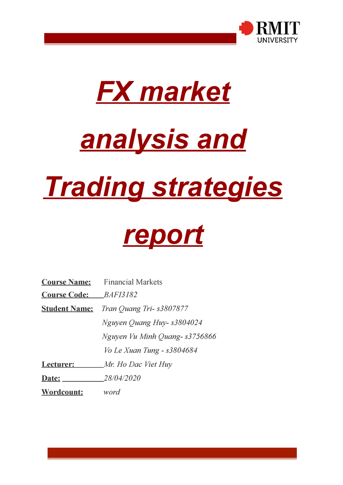 financial markets assignment