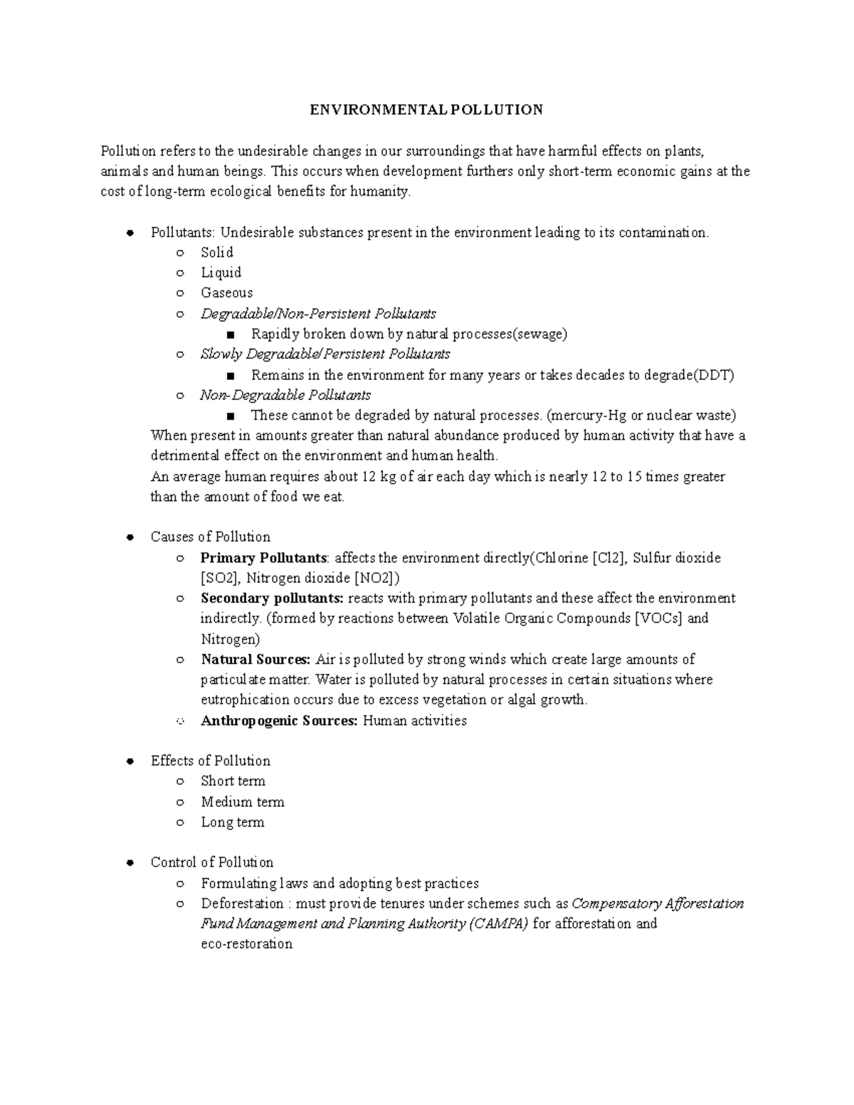 EVS Doc Environmental Pollution - ENVIRONMENTAL POLLUTION Pollution ...