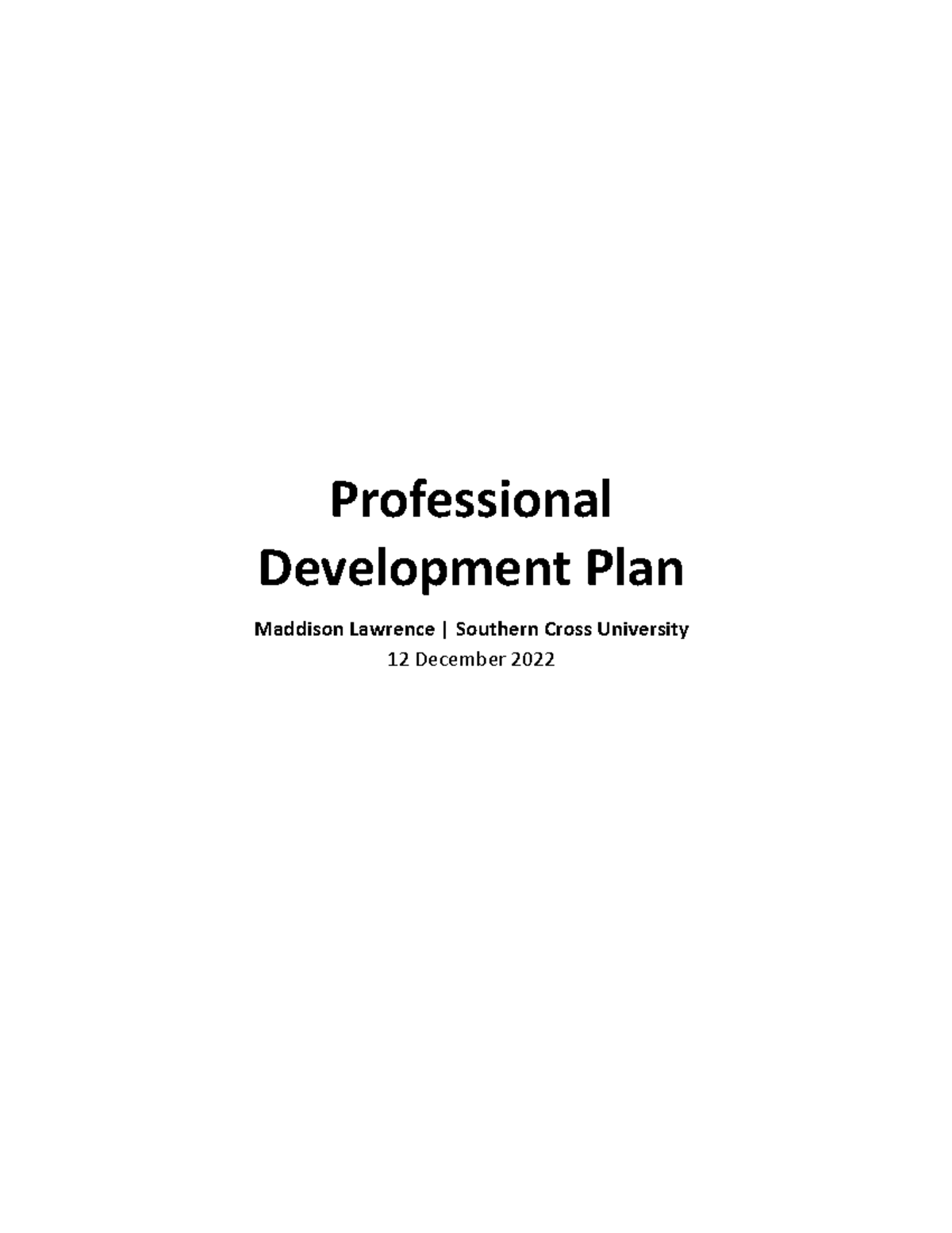 Professional Development Plan - Professional Development Plan Maddison ...