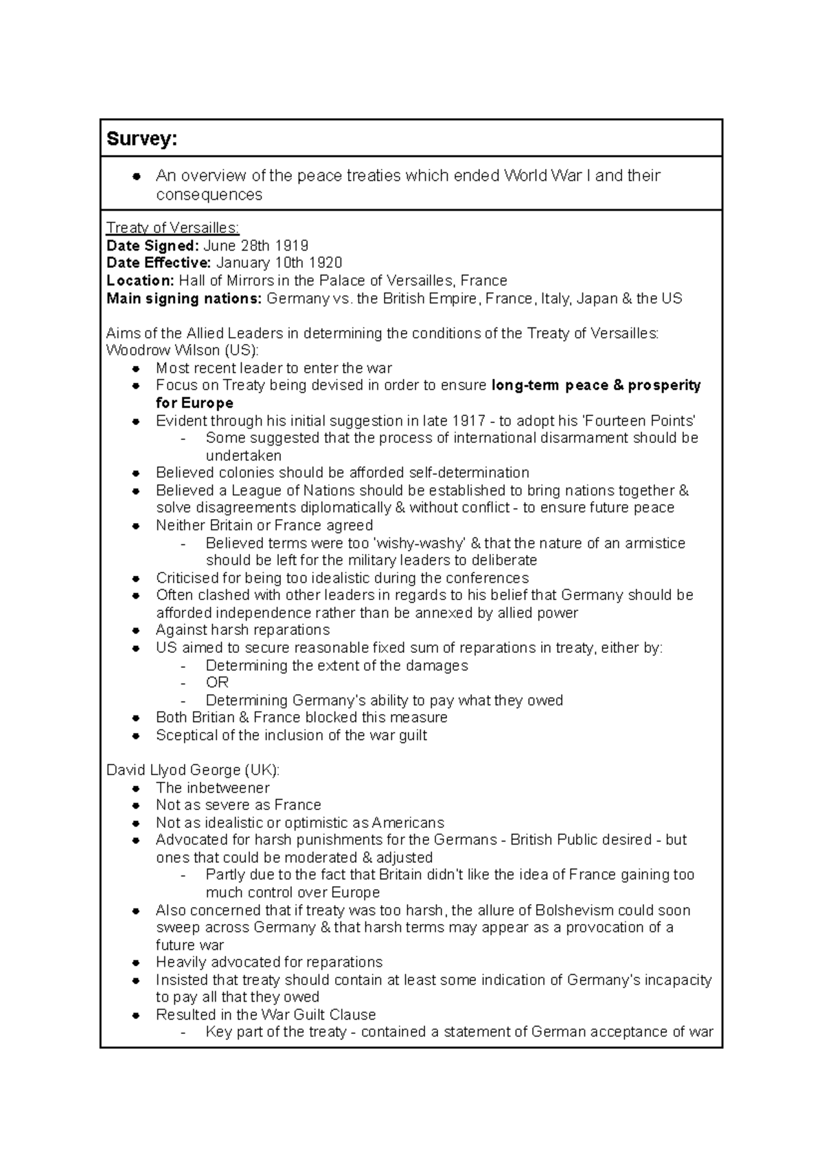 Study Notes Power & Authority - Survey: An overview of the peace ...