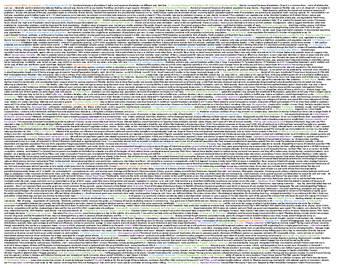 Mammals Test 3 - Study sheet - Population-Level effects on predation: I ...