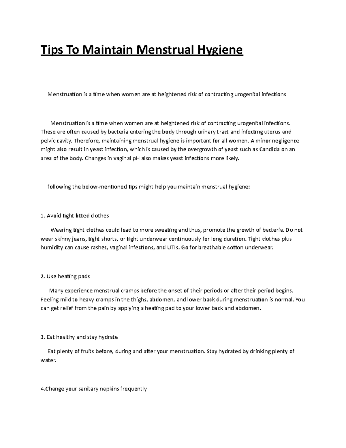 Tips To Maintain Vaginal Hygiene Tips To Maintain Menstrual Hygiene