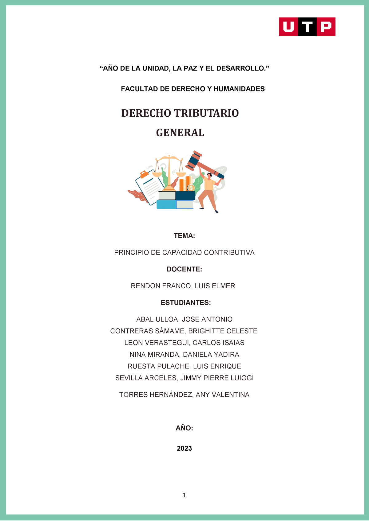 Derecho Tributario- Tarea Academica Oficial - “AÑO DE LA UNIDAD, LA PAZ ...