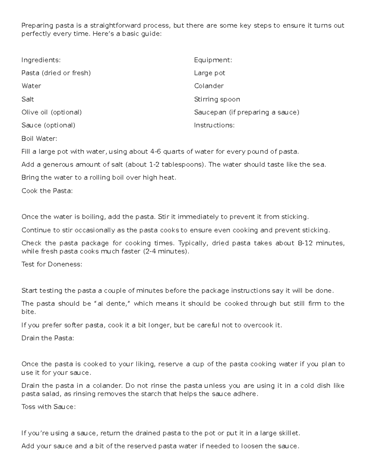 Pasta - pasra - Preparing pasta is a straightforward process, but there ...