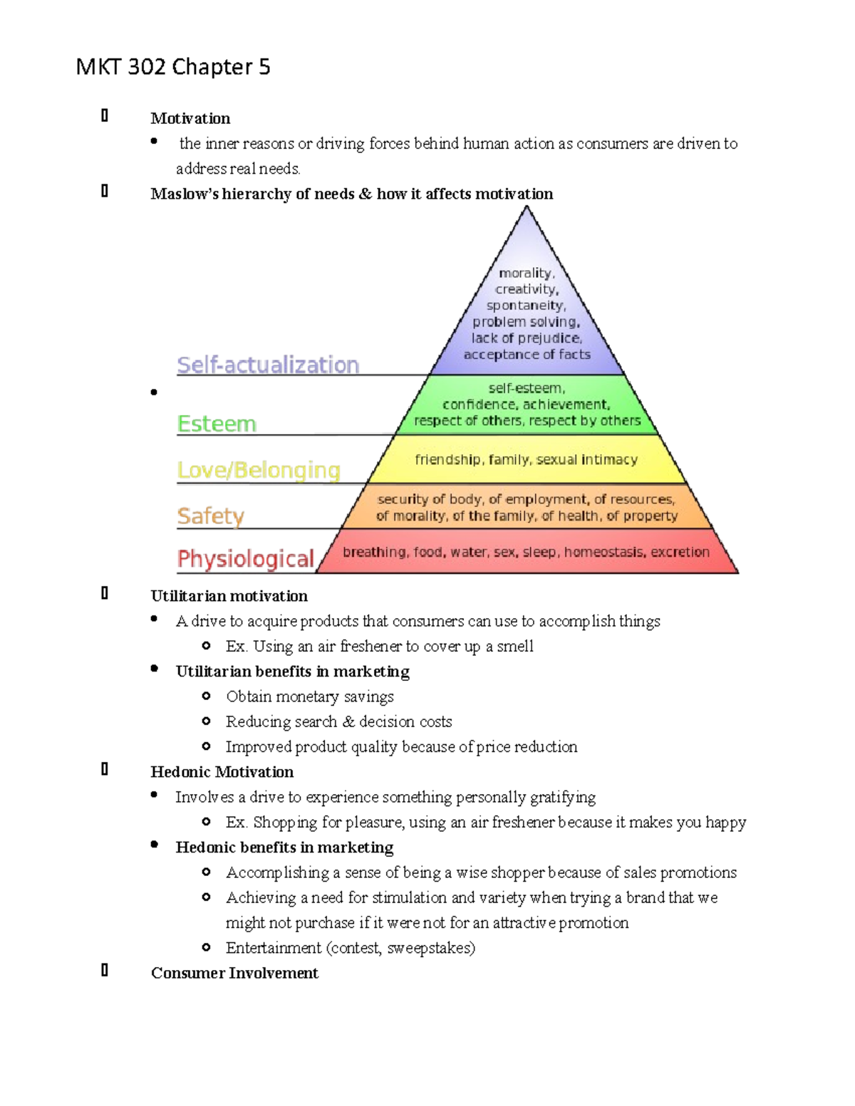 MKT 302 Chapter 5 - Summary Consumer Behavior - MKT 302 Chapter 5 ...