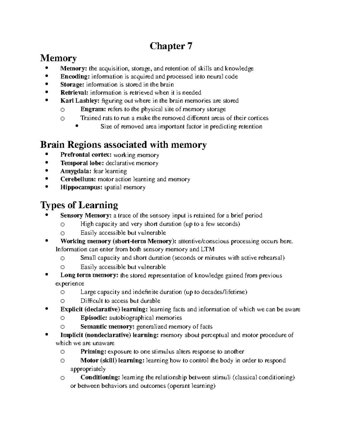 PSY 201 Chapter 7 - Lecture Notes 7 - Chapter 7 Memory Memory: The ...