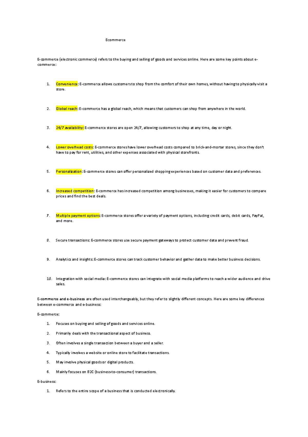 (electronic commerce) refers to the