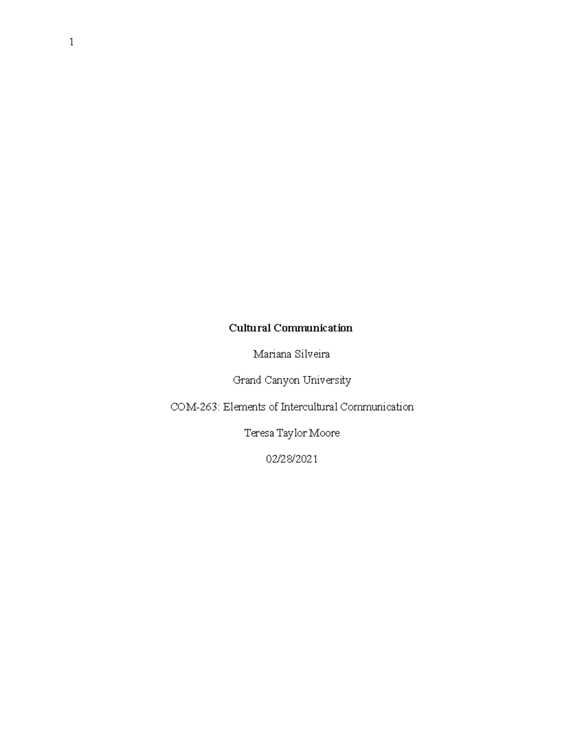 Cultural Communication- COM 263 - Spring - Cultural Communication ...
