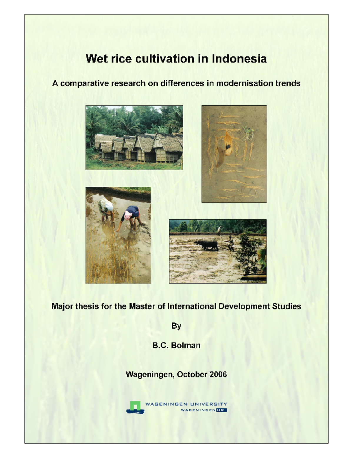 Wet Rice Cultivation In Indonesia A Comparative R-wageningen University ...