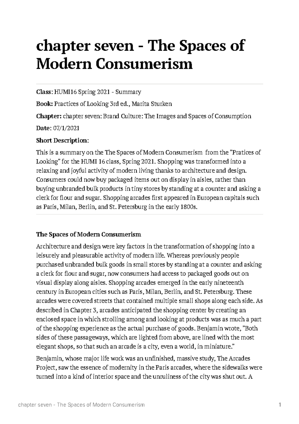 chapter seven - The Spaces of Modern Consumerism - , Marita Sturken ...
