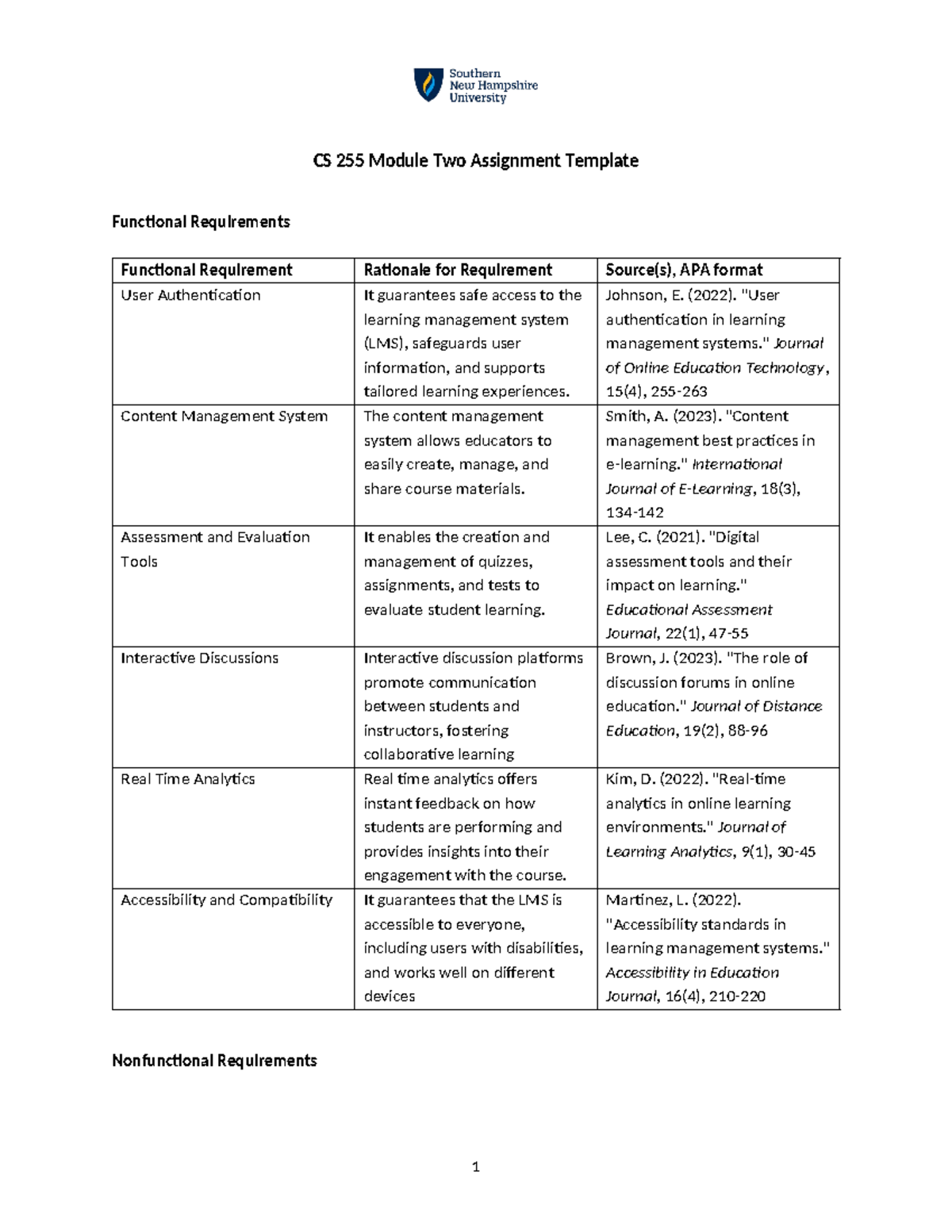 2-2 Assignment Determining Requirements - CS 255 Module Two Assignment ...