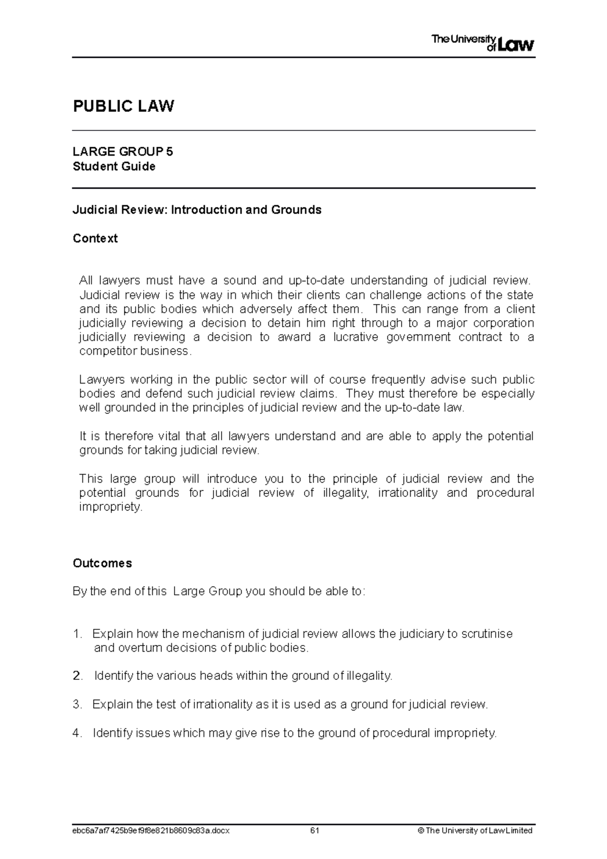 Public law large group WS5 - PUBLIC LAW LARGE GROUP 5 Student Guide ...