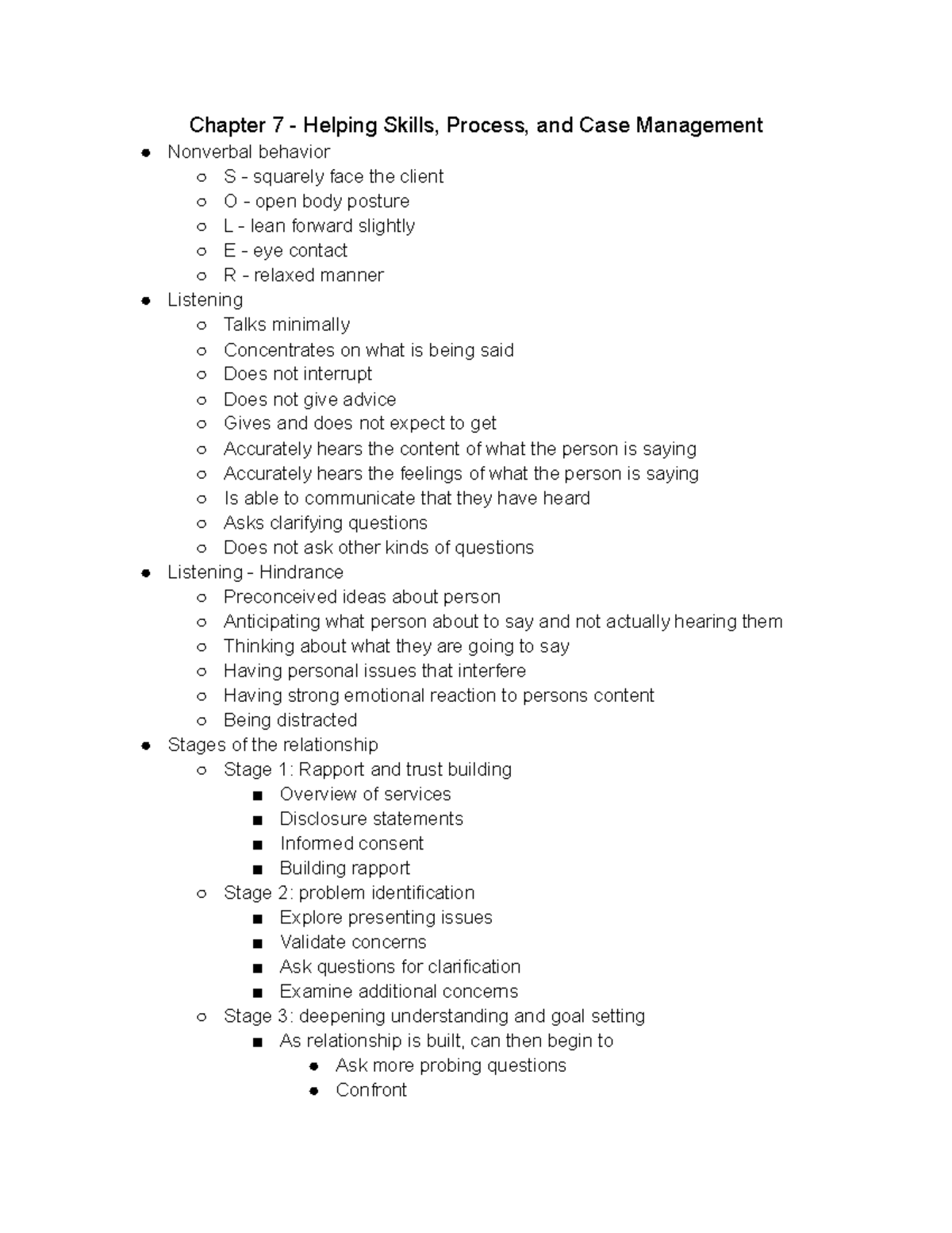 Chapter 7 - Helping Skills, Process, and Case Management Lecture Notes ...