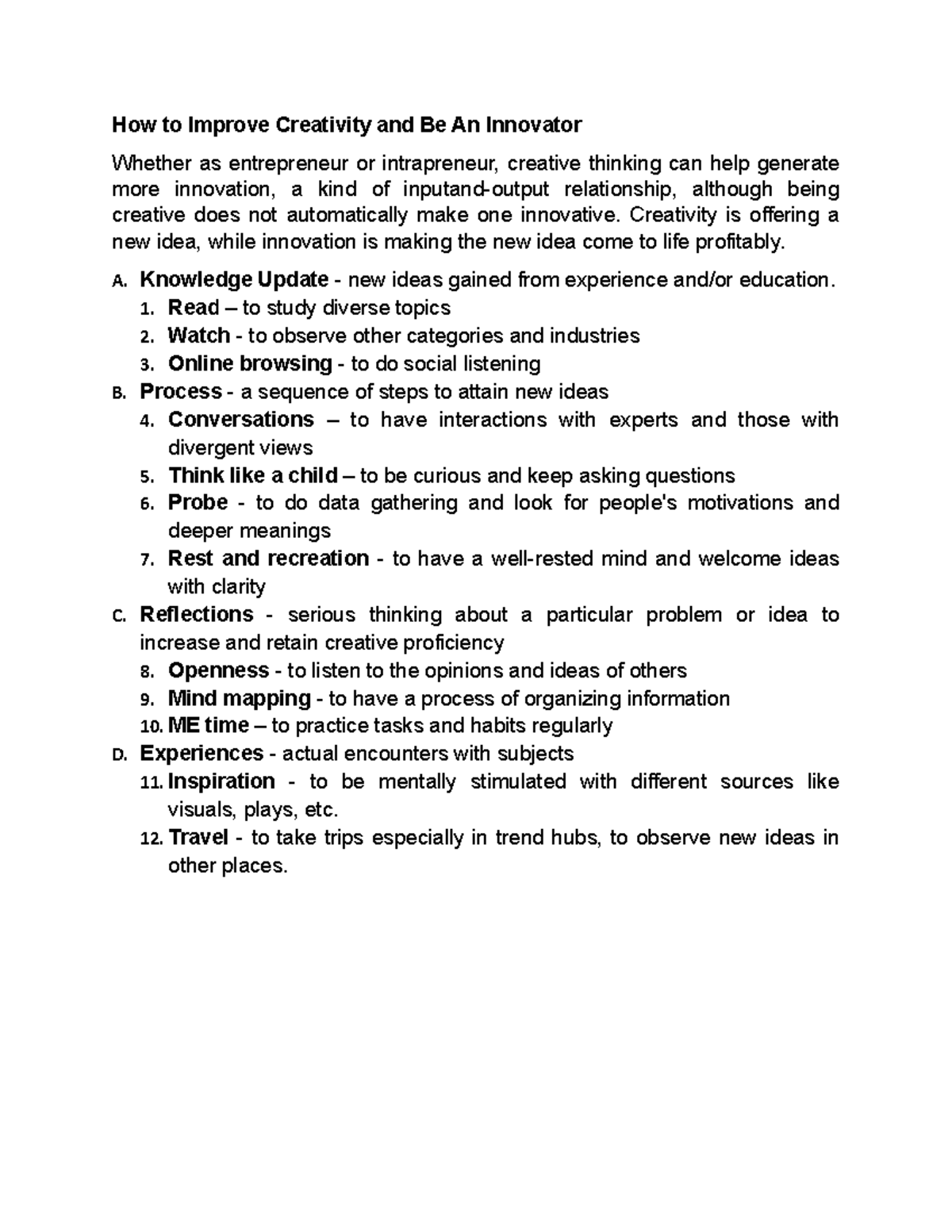 How to Improve Creativity and Be An Innovator - Creativity is offering ...