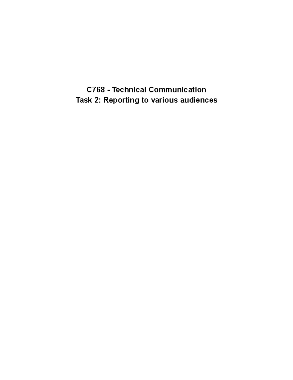 C768 Task 2 - Performance Assignment - C768 - Technical Communication ...