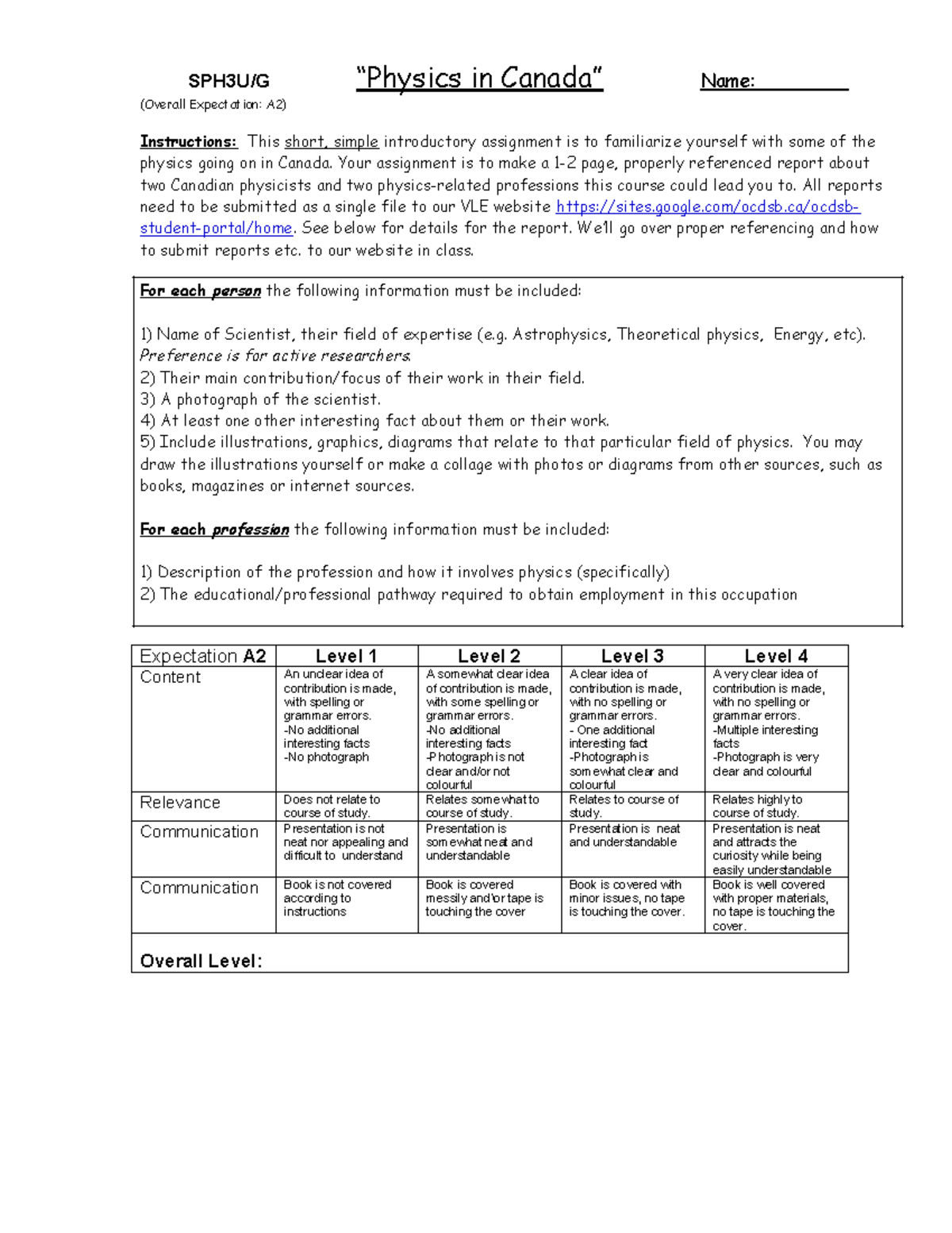 Physics in Canada Research Assignment for VLE submission SPH3U - SPH3U ...