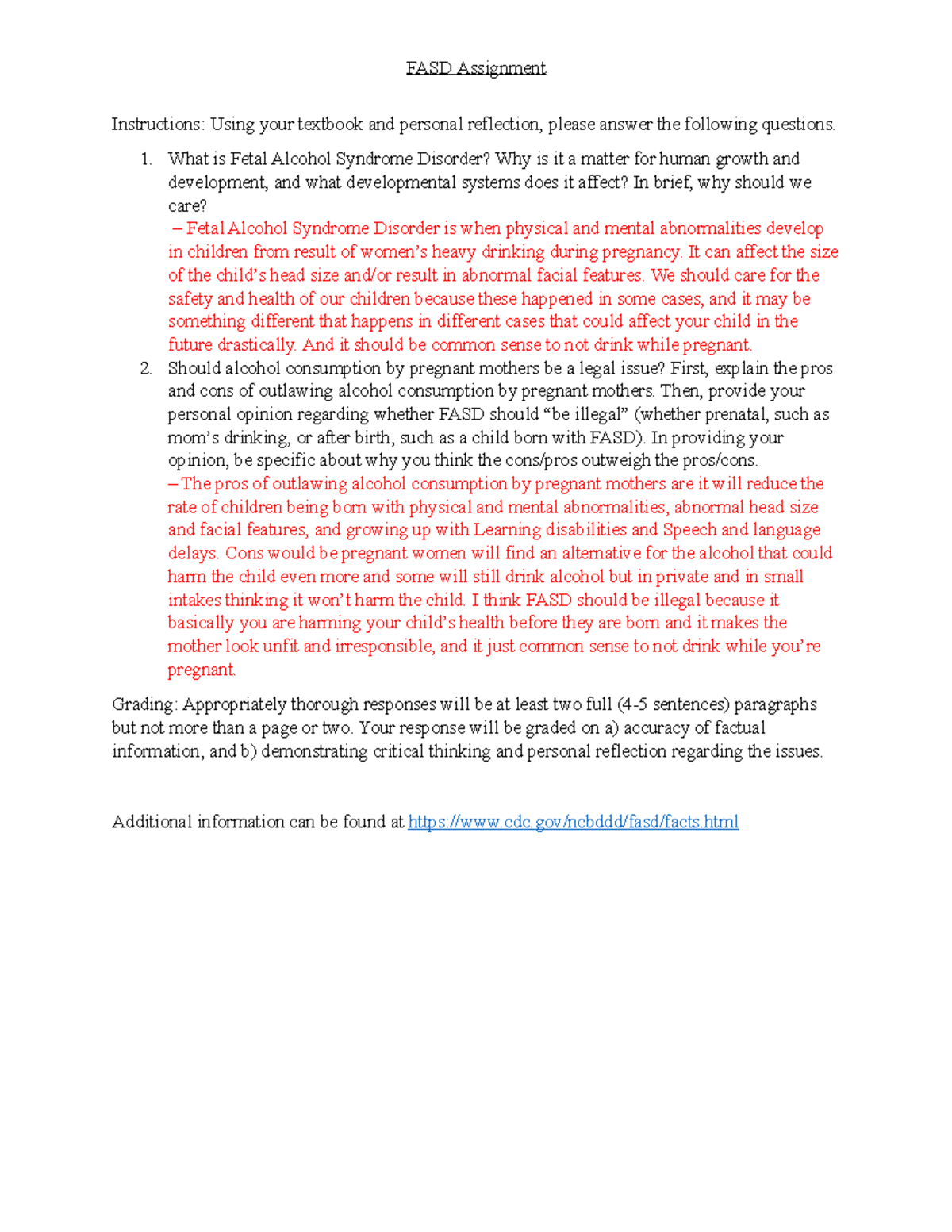 FASD Assignment - n/a - FASD Assignment Instructions: Using your ...