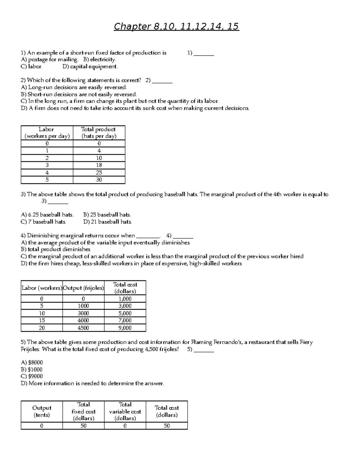 Practice Questions with Solutions - Final Exam - Chapter 8,10, 11,12,14 ...