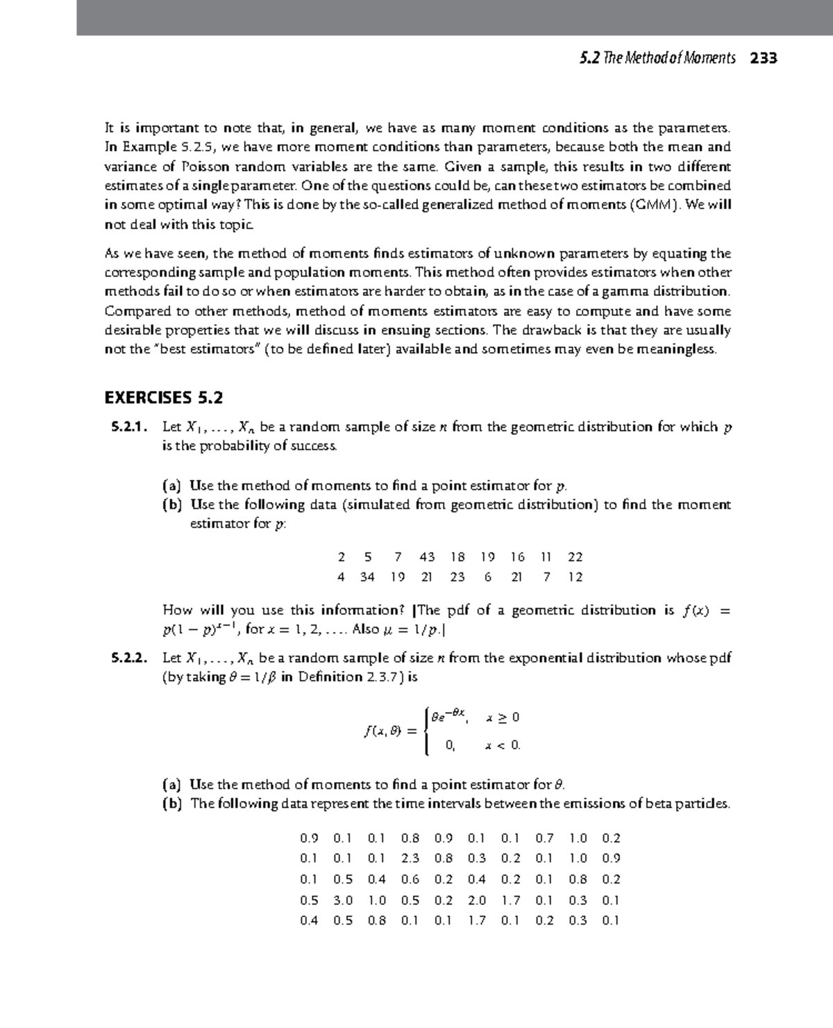 Point-estimation-exercises compress - 5 The Method of Moments 233 It is ...
