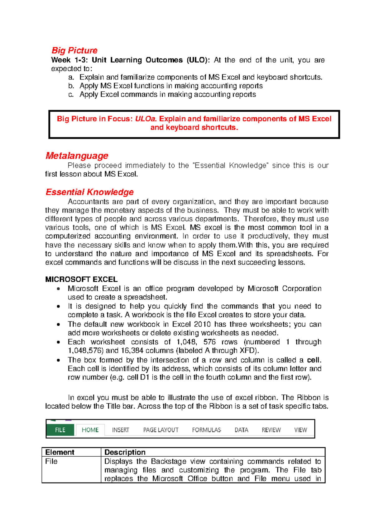 ACC214L SIM Week 1 3 2 - notes - Big Picture Week 1- 3 : Unit Learning ...