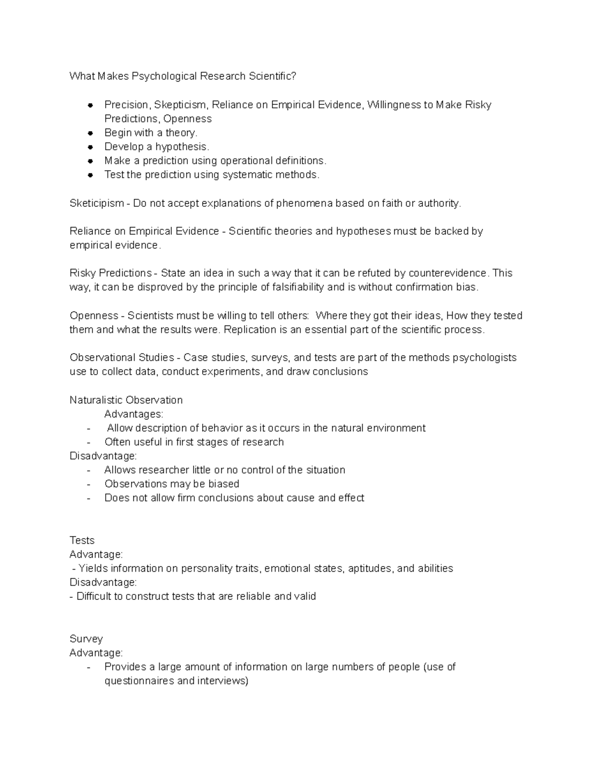 Chapter 2 Summary What Makes Psychological Research Scientific