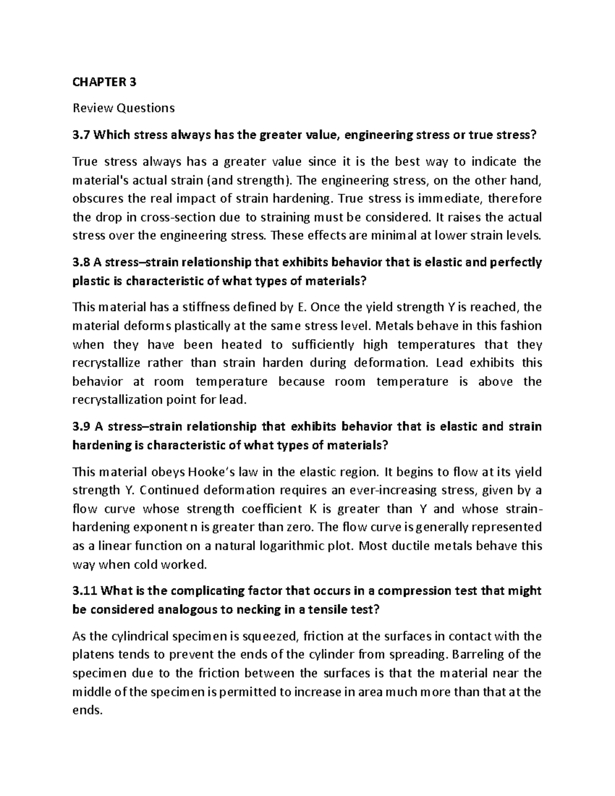 Chapter 3 & 5 Review Questions in Industrial Materials and Processes ...