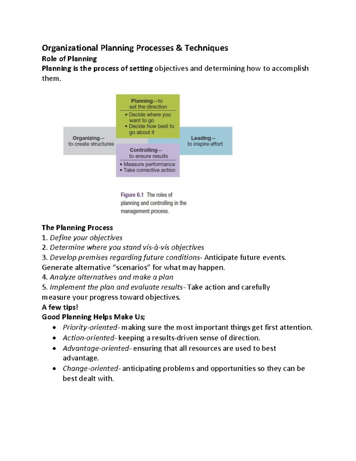Organisational Planning Process With Diagram Organizational