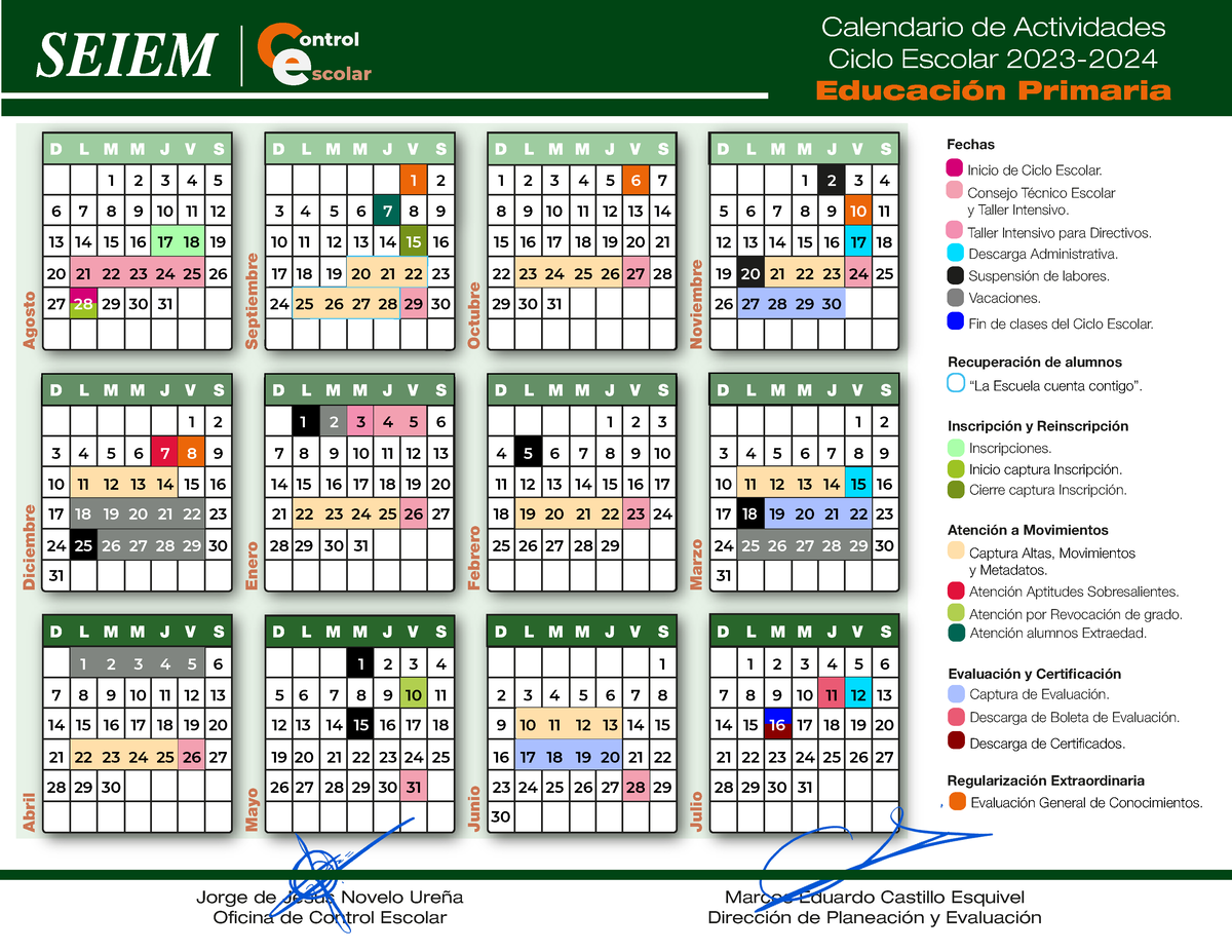 Calendario Primaria 2324 Inicio de Ciclo Escolar. Fechas Consejo