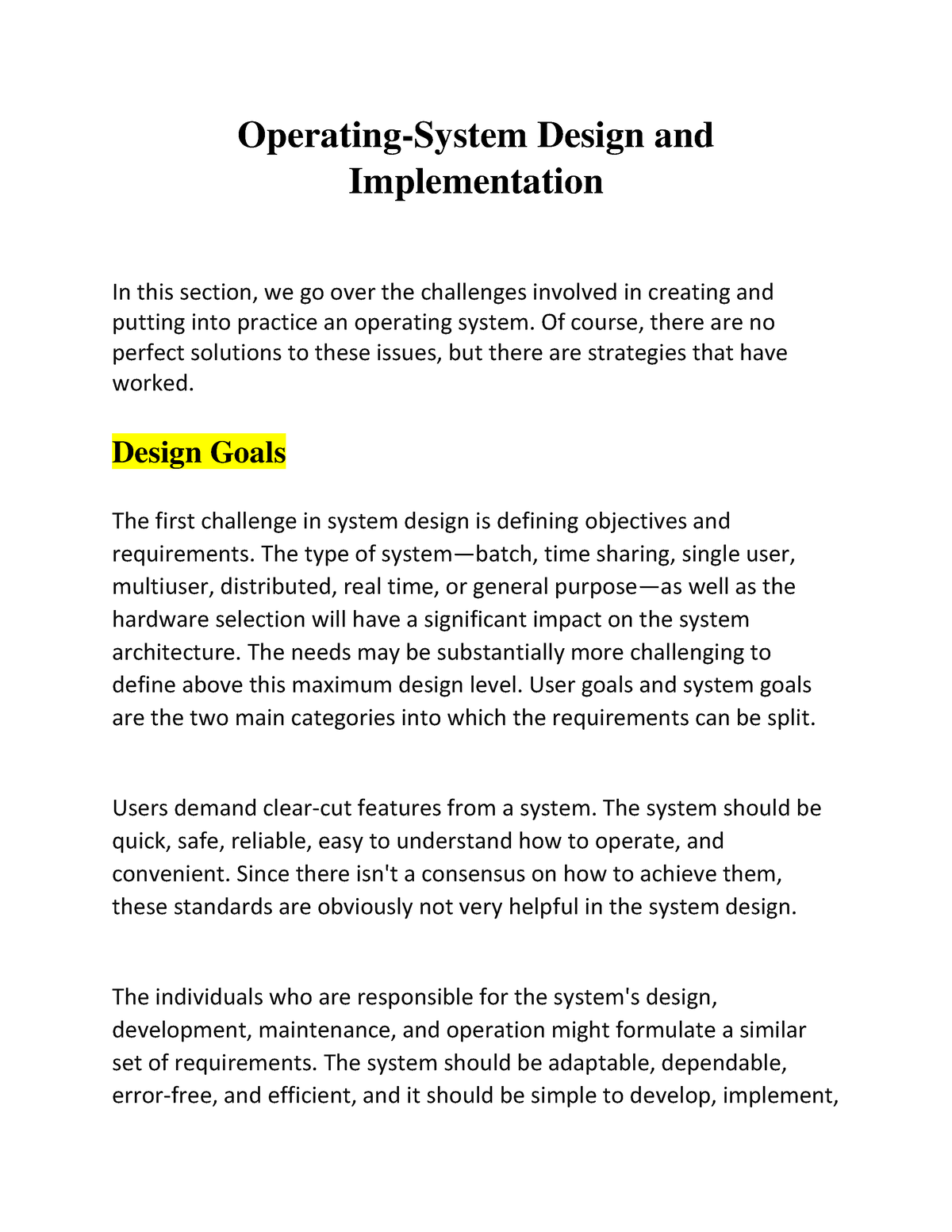 design-goals-and-mechanisms-and-policies-operating-system-design-and