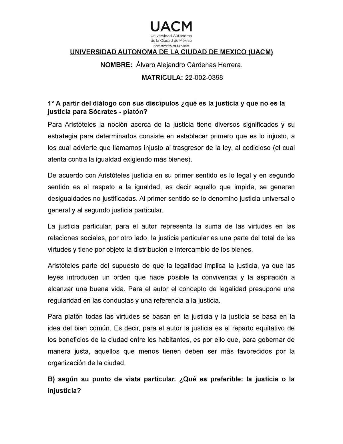 Examen Teoria Politica I - UNIVERSIDAD AUTONOMA DE LA CIUDAD DE MEXICO ...