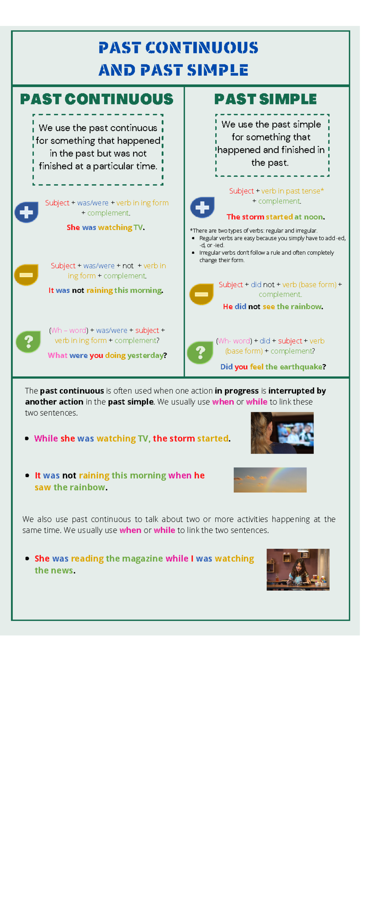 Past simple and continuous - We use the past simple for something that ...