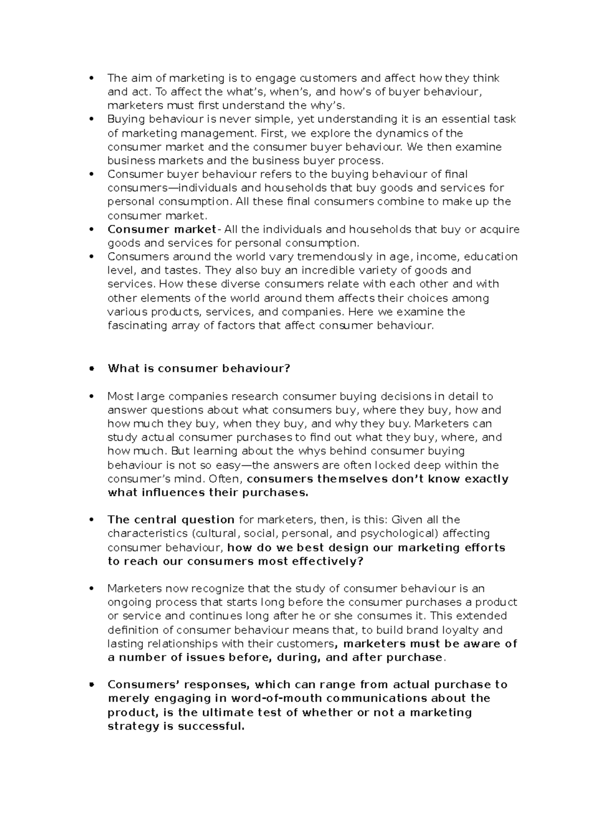 Chapter 5 - Summary Introduction to Marketing - The aim of marketing is ...