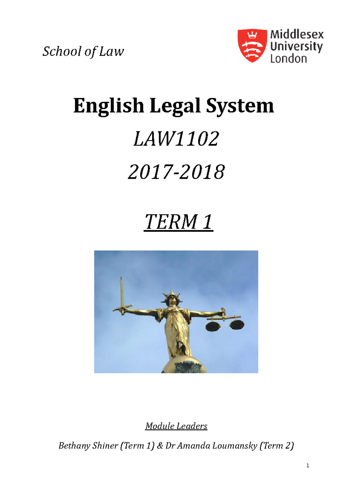 2017 18 LAW 1102 ELS Handbook Final School Of Law English Legal 