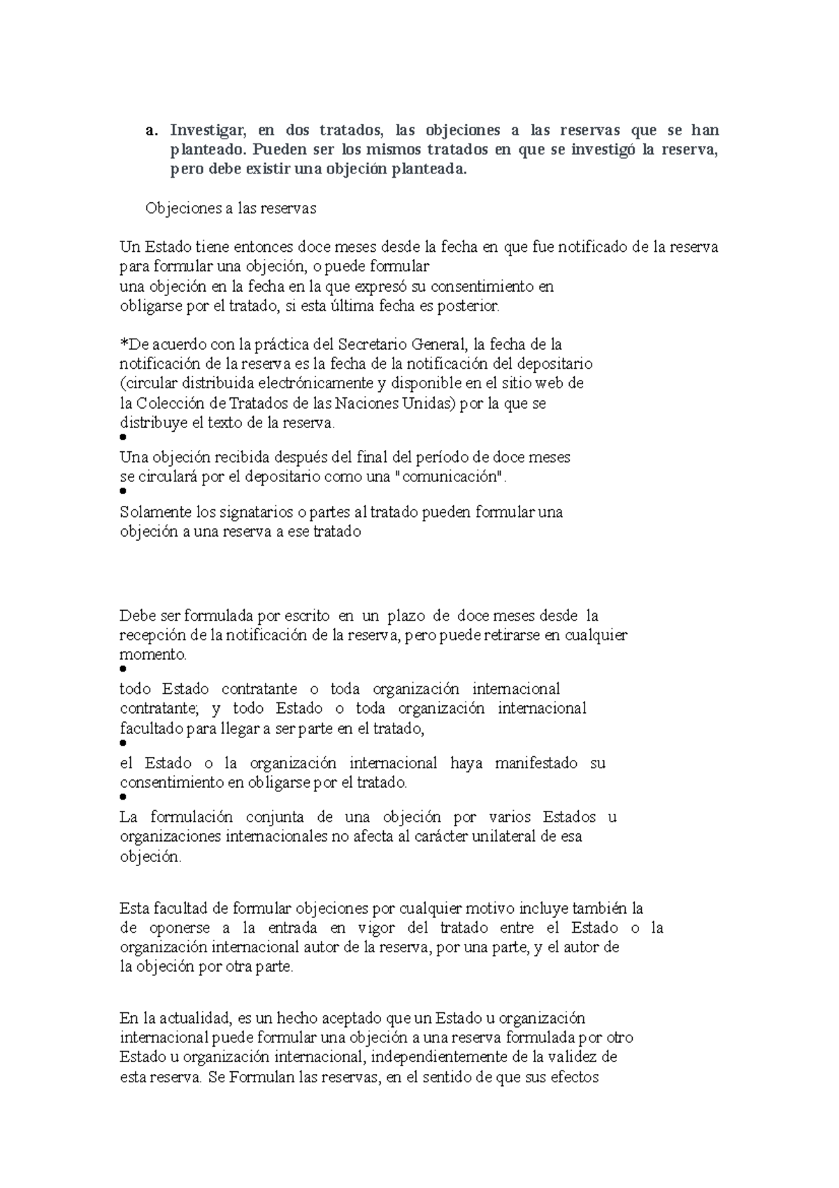 F Investigar En Dos Tratados Las Objeciones A Las Reservas Que Se Han Planteado Pueden Ser