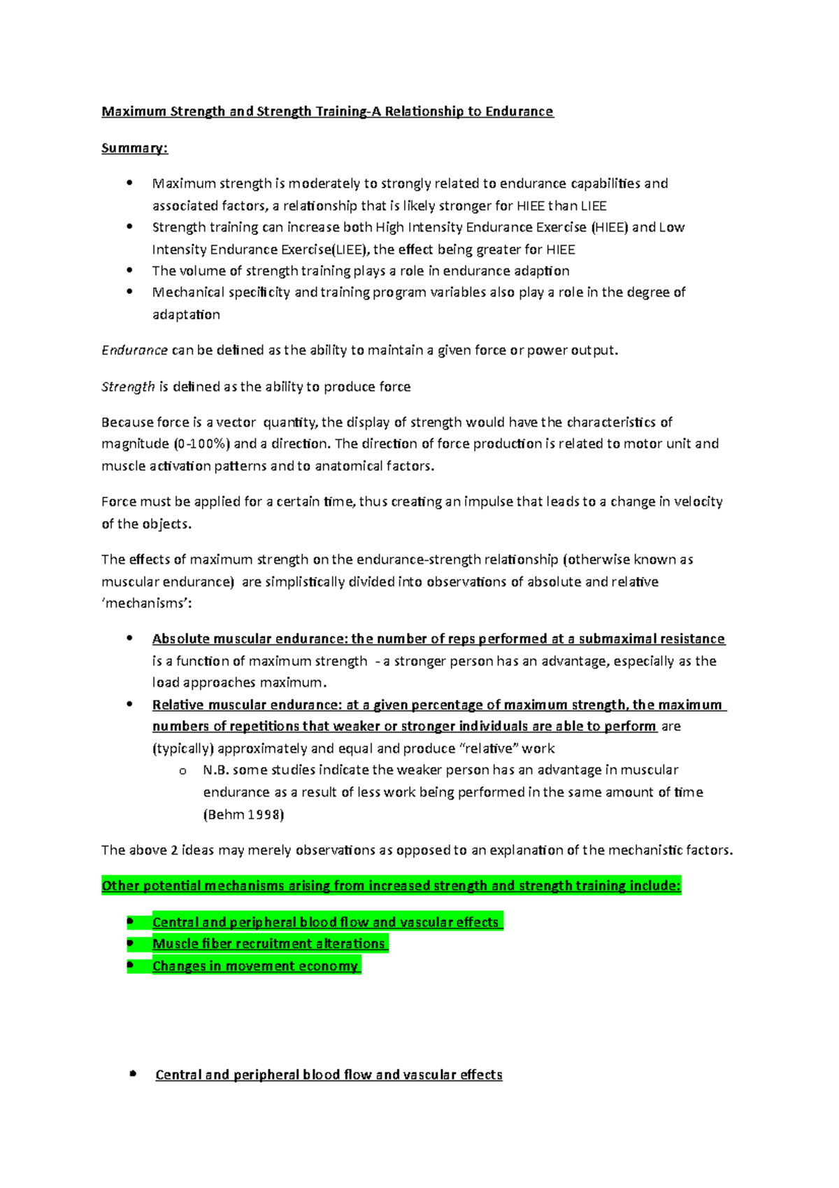 Maximum Strength-A Relationship to Endurance - Maximum Strength and ...