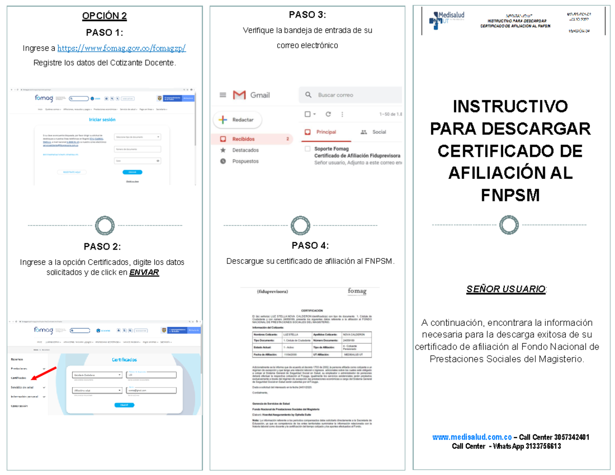 Instructivo para descargar certificado de afiliacion al Fnpsm V3 ...