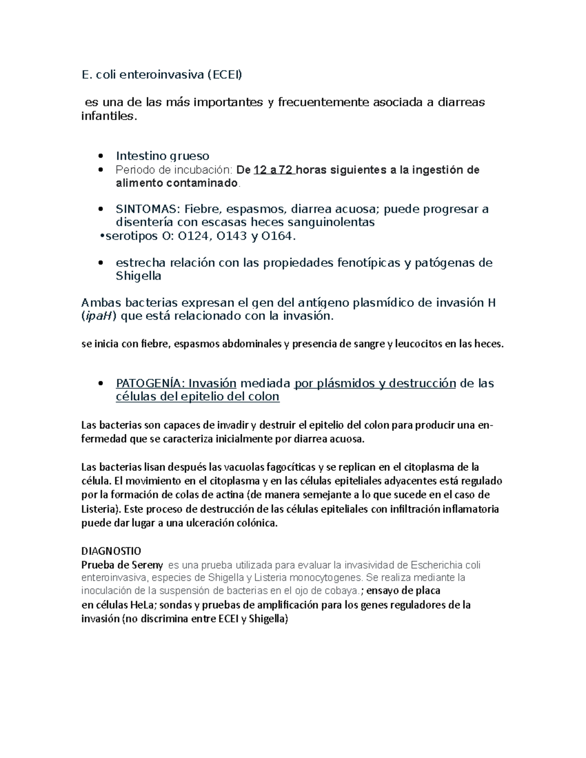 E. coli enteroinvasiva (ECEI) - E. coli enteroinvasiva (ECEI) es una de ...