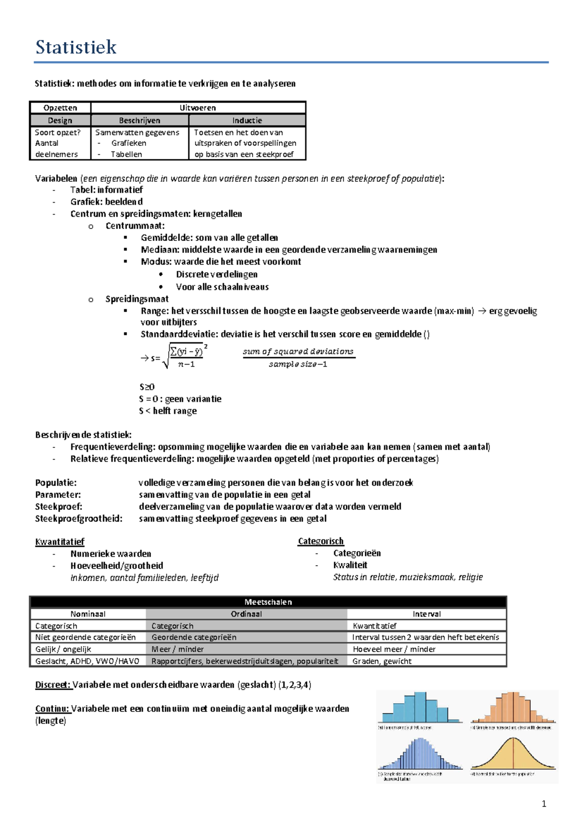 Samenvatting Statistiek - 2 Statistiek Statistiek: Methodes Om ...