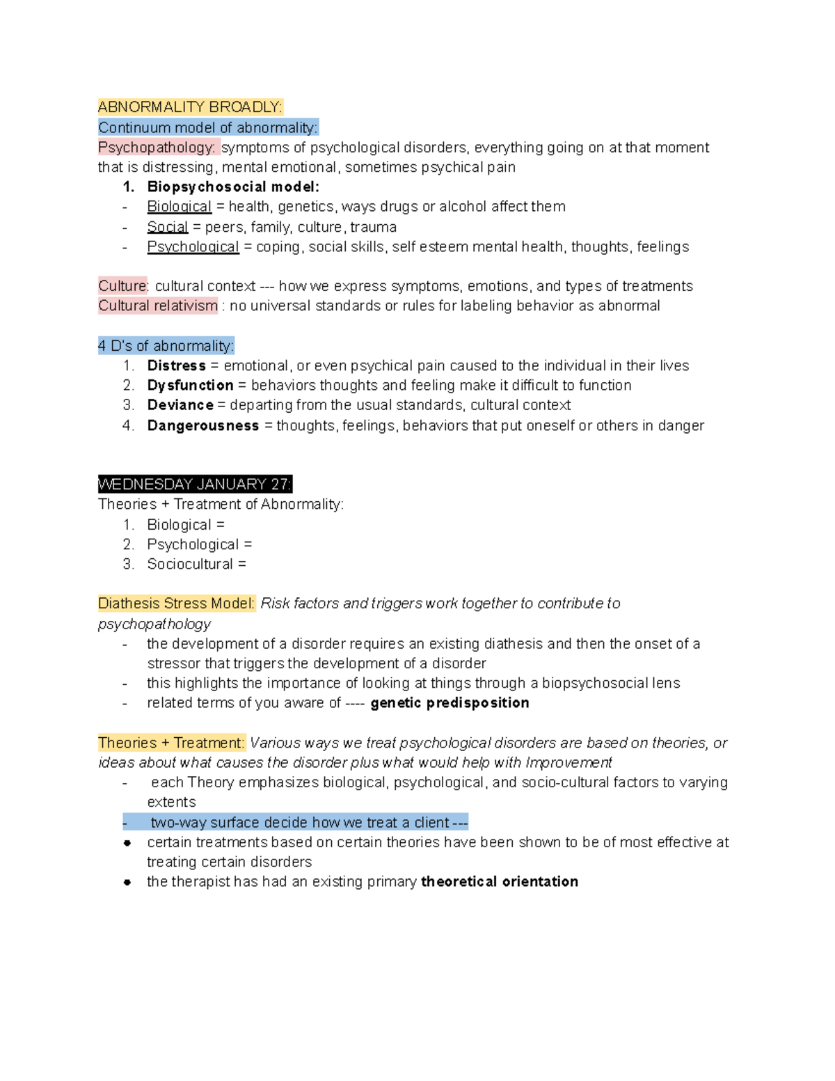 Abnormal PSY - PSY 320 - ABNORMALITY BROADLY: Continuum model of ...