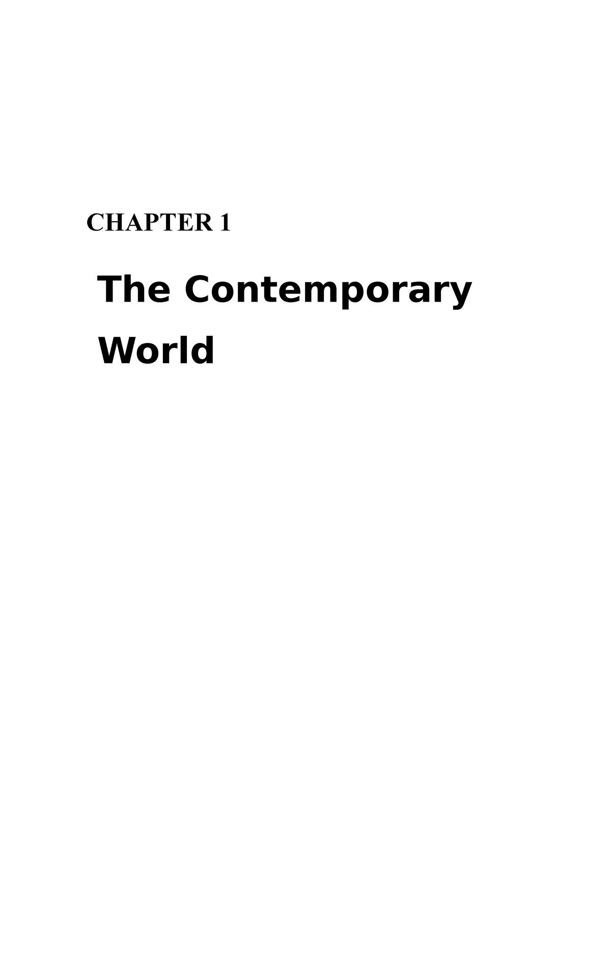 Chapter-1 - lectures for soc sci 113 - CHAPTER 1 The Contemporary World ...
