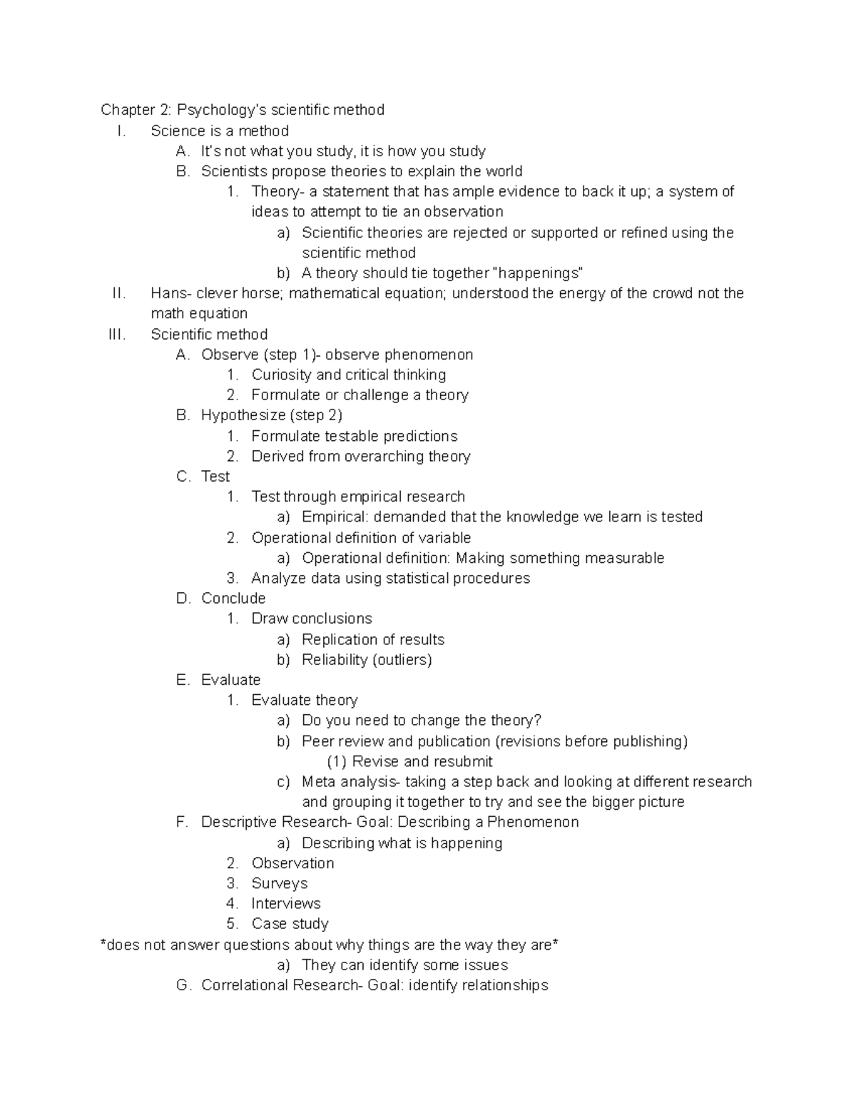 Psych 101- Chapter 2 - Chapter 2: Psychology’s scientific method I ...