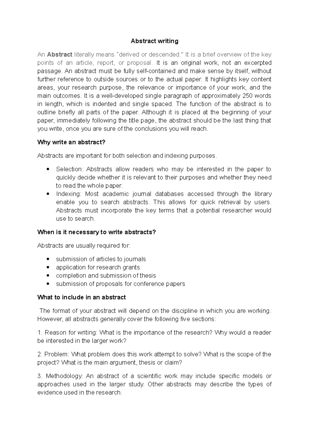 Abstract Notes on Legal English Abstract writing An Abstract