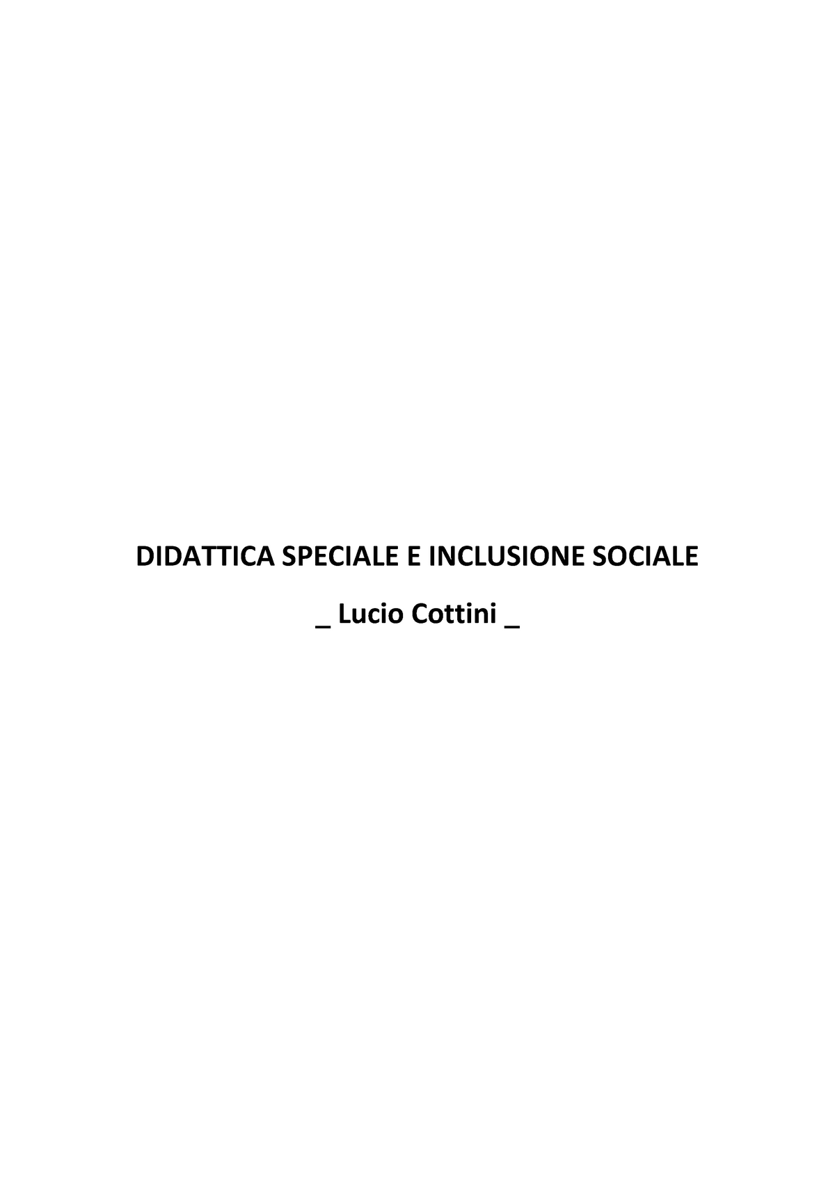 Didattica Speciale E Inclusione Scolastica - DIDATTICA SPECIALE E ...