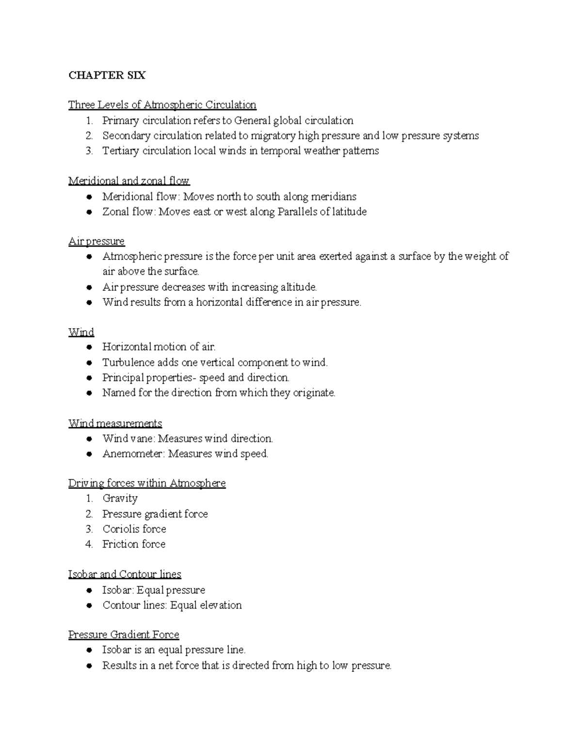 Geography Chapter 6 - CHAPTER SIX Three Levels of Atmospheric ...