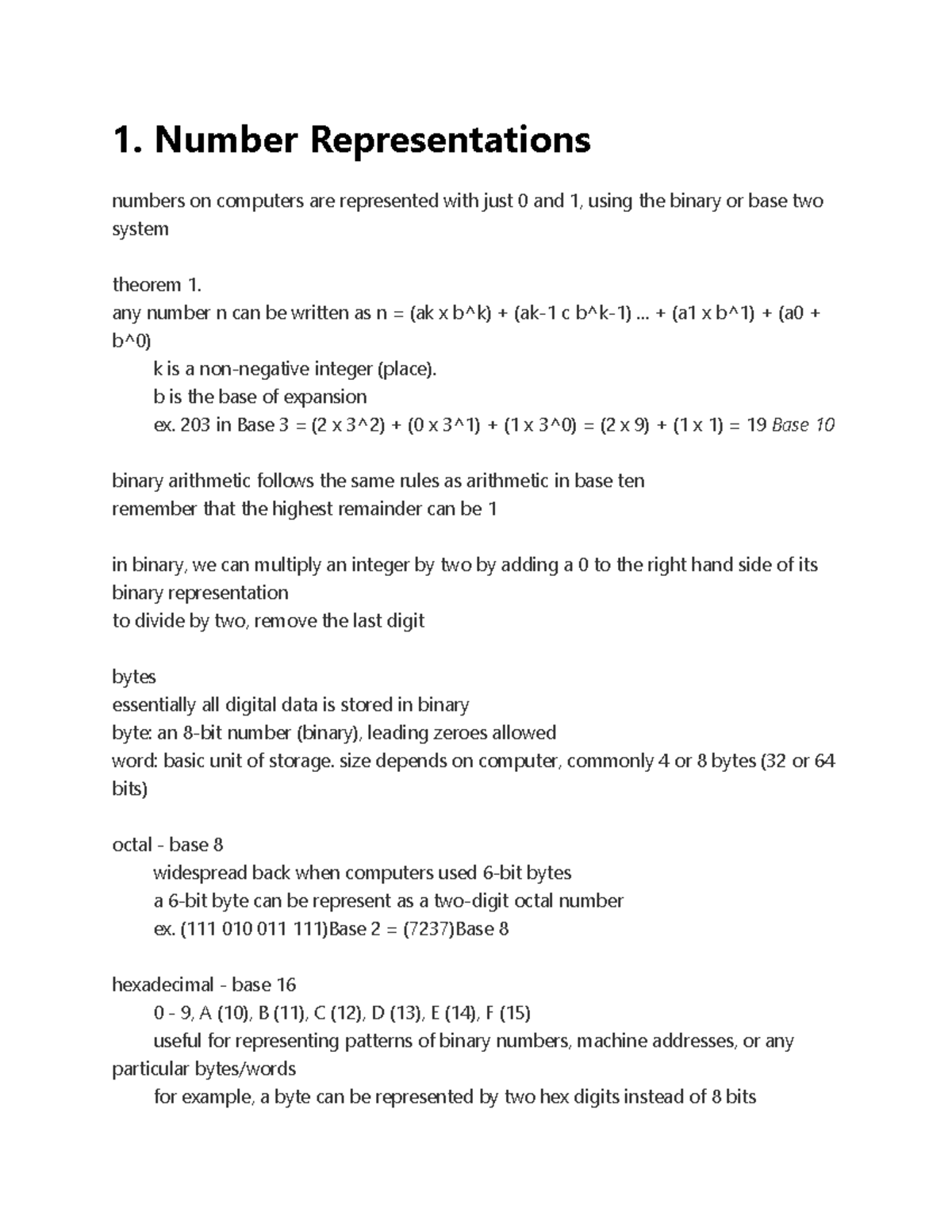 1. Number Representations - 1. Number Representations numbers on ...