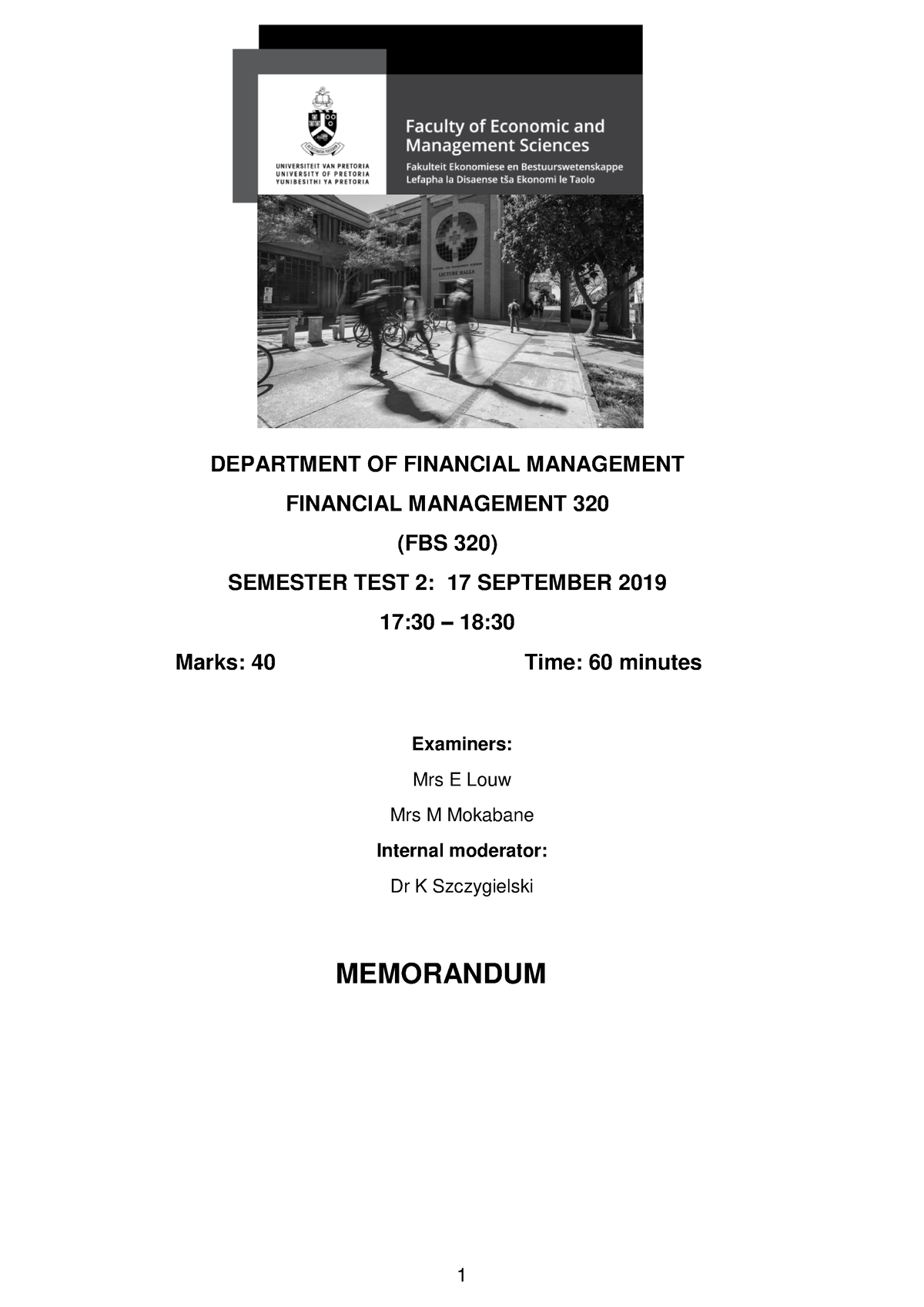 2019 Semester Test 2 Solution - DEPARTMENT OF FINANCIAL MANAGEMENT ...