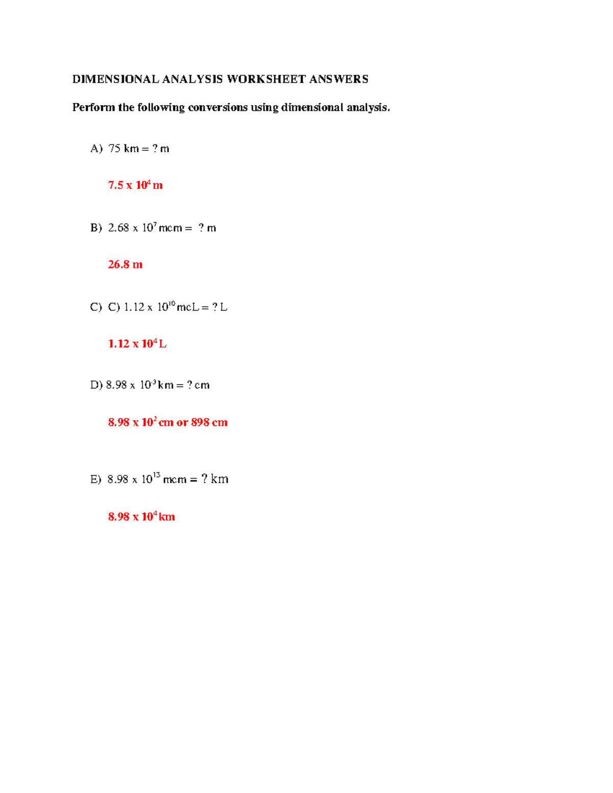 Dimensional Analysis With Answers DIMENSIONAL ANALYSIS WORKSHEET