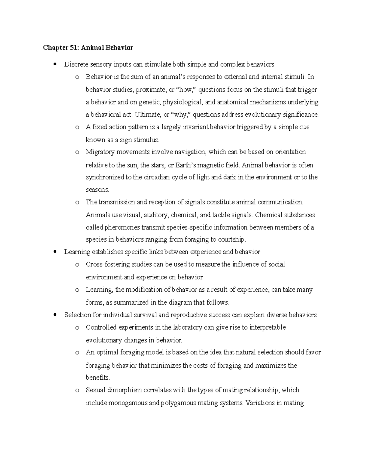 Biology Chapter 51 Chapter 51 Animal Behavior Discrete sensory