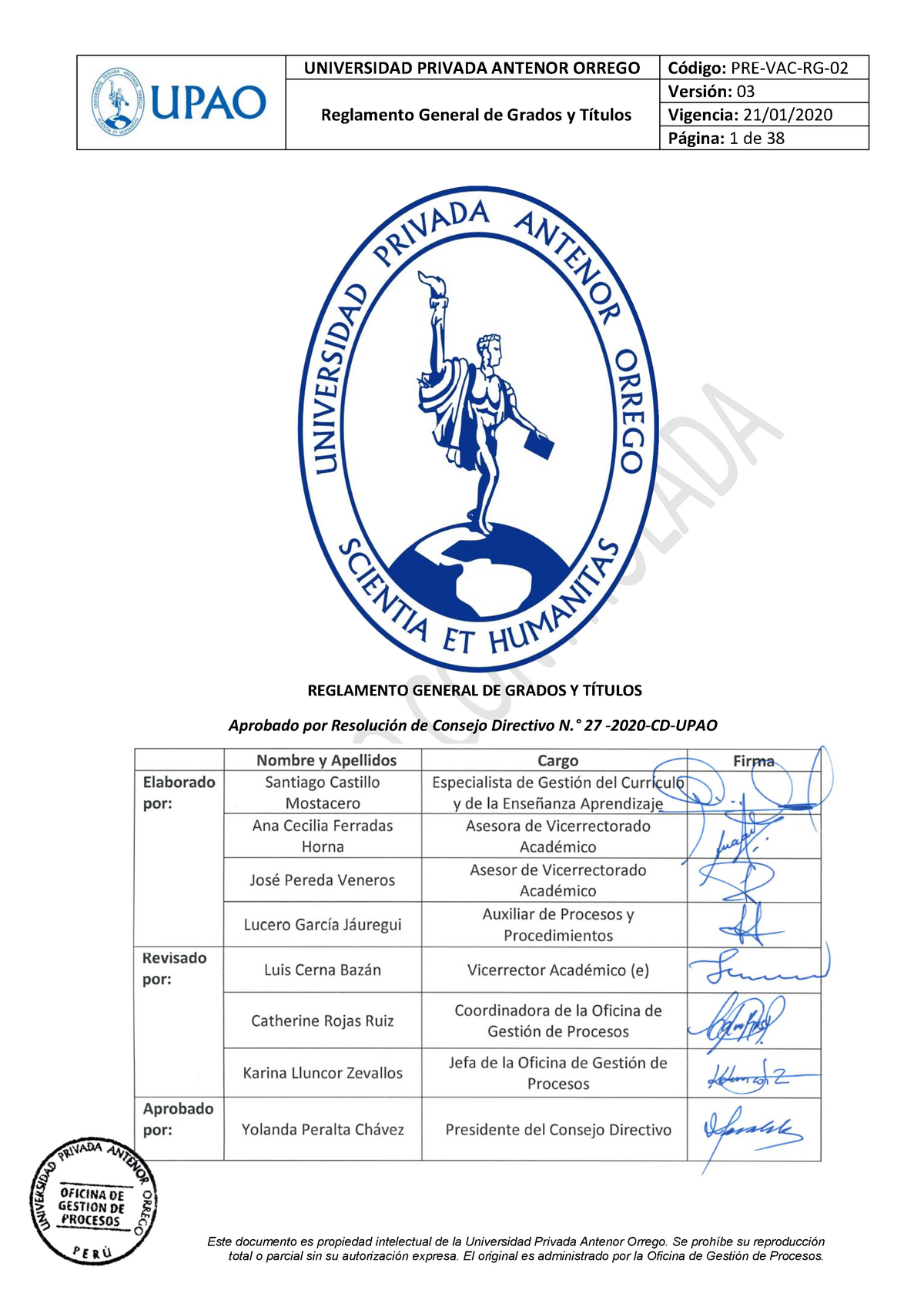 Reglamento Upao Informacion De Proceso De Titulacion Reglamento General De Grados Y Títulos 8435