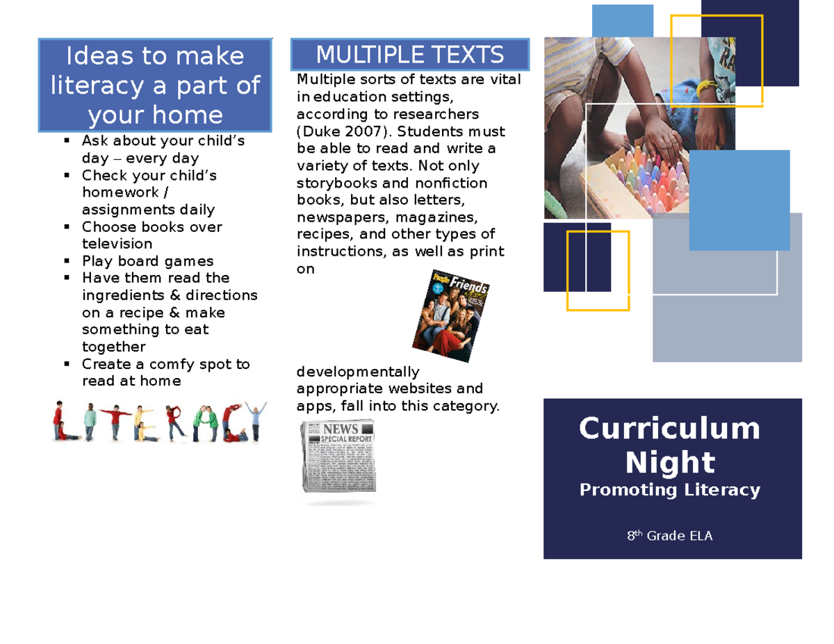 Literacynight - Literacy Night Brochure - SEC-345 - GCU - Studocu